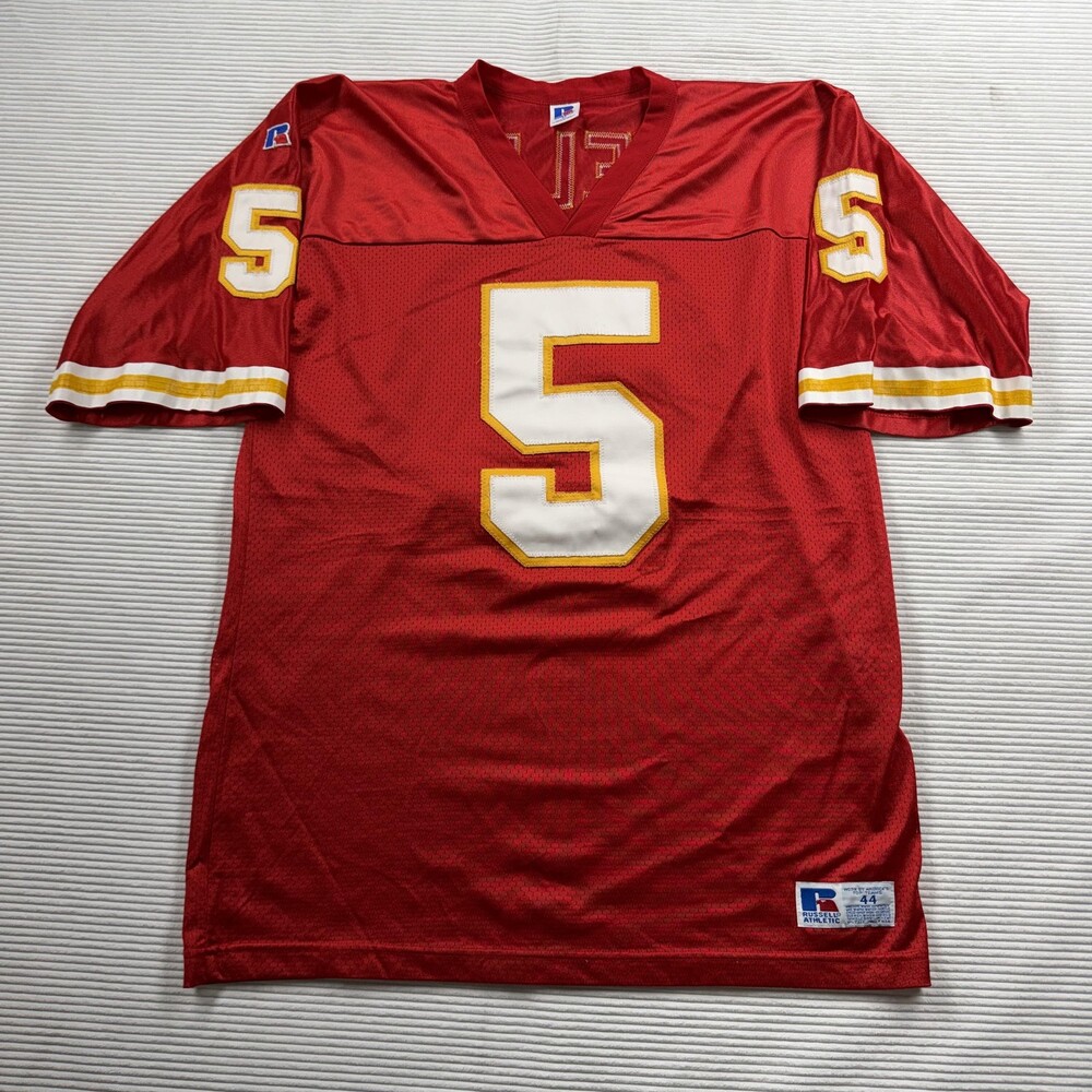 Vintage Russell Athletic Shirt Mens 44 Red Football Jersey Mesh KELLY 5 Made USA